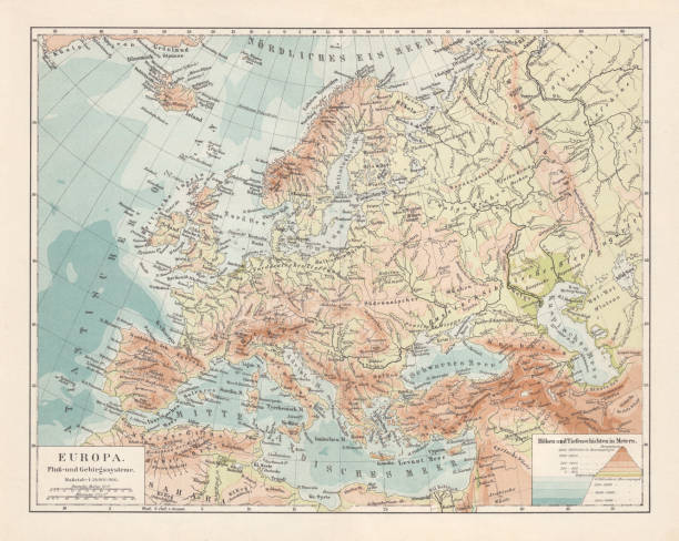 istock Topographic map of Europe, lithograph, published in 1897 976605136