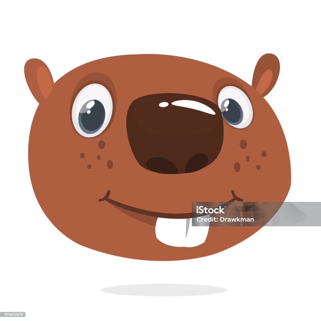 Cute cartoon beaver head icon smiling. Vector illustration. Animal stock vector