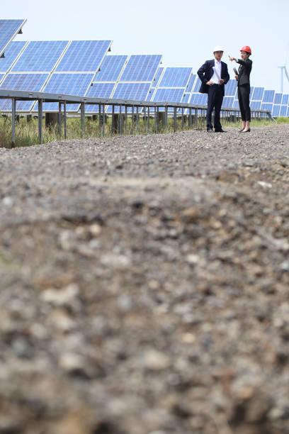 istock Developers visit the photovoltaic power station site 976633354