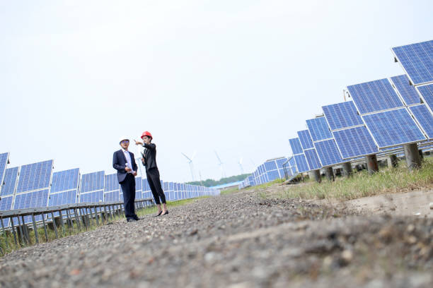 istock Developers visit the photovoltaic power station site 976633370