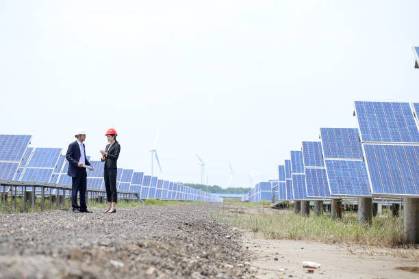 istock Developers visit the photovoltaic power station site 976633392
