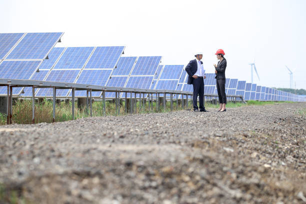 istock Developers visit the photovoltaic power station site 976633396