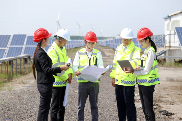 istock The engineers discussed the construction plan at the electrical equipment base. 976633670