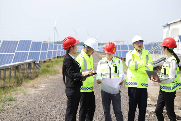 istock The engineers discussed the construction plan at the electrical equipment base. 976633680