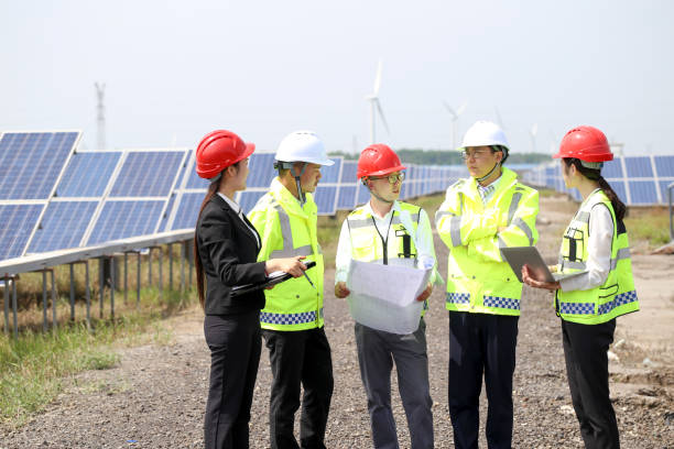 istock The engineers discussed the construction plan at the electrical equipment base. 976633690