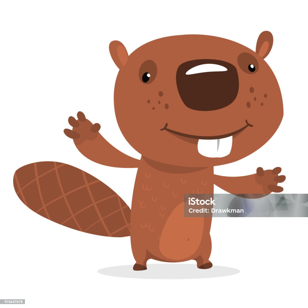 Funny Cartoon Beaver Waving With His Hands Fluffy Beaver Character With Big  Teeth Presenting Brown Beaver Mascot Vector Illustration Stock Illustration  - Download Image Now - iStock