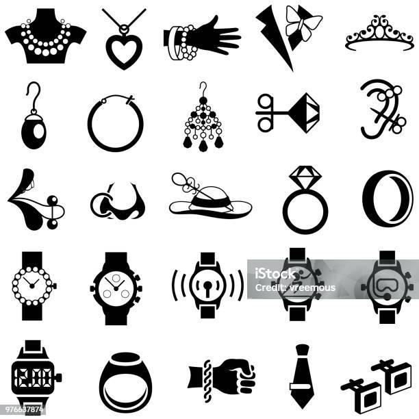 Jewellery Icons Set Stock Illustration - Download Image Now - Jewelry, Bracelet, Icon Symbol