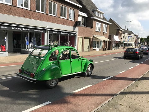 Brunssum, the Netherlands, - June 15 20815. Vintage car in the city traffic.