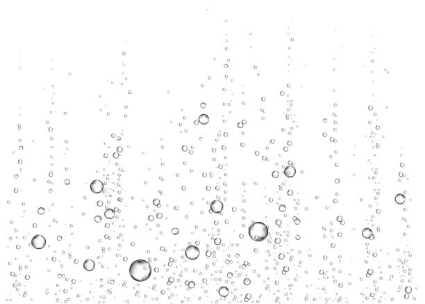 Underwater fizzing air, water or oxygen  bubbles. Underwater fizzing air, water or oxygen  bubbles on white  background. Effervescent drink. Fizzy sparkles in sea, aquarium. Champagne. Soda pop. Undersea vector texture. carbonated stock illustrations