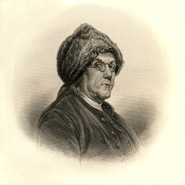 benjamin franklin, 인물 기령 71, 약 1777 - benjamin franklin history american culture portrait stock illustrations
