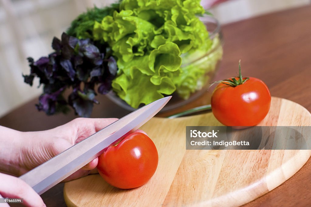 cook 절단 토마토색 - 로열티 프리 가정 주방 스톡 사진