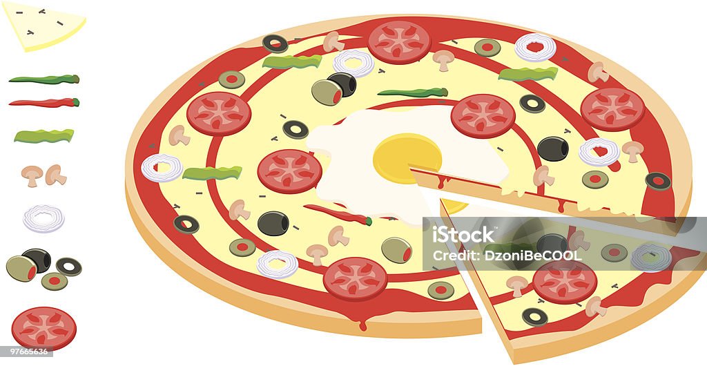 Вегетарианский пицца - Векторная графика Без людей роялти-фри