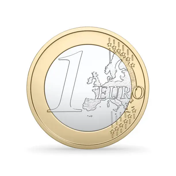 A High quality render of a 1 Euro coin.