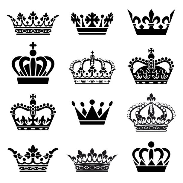 illustrations, cliparts, dessins animés et icônes de set de couronne vector - crown