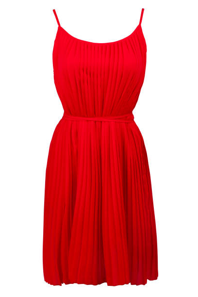 istock Red pleated dress, isolated on white 976671524
