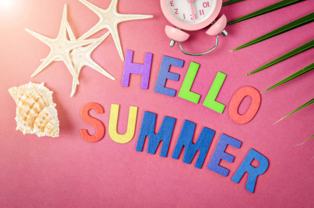 istock Hello summer wood text with bright 976685300