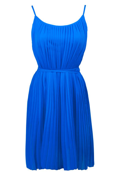 istock Blue pleated dress, isolated on white 976685414