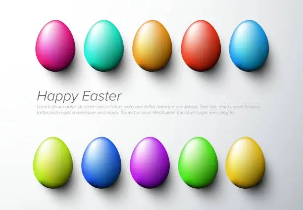 Vector illustration of Modern minimalist colorful happy easter card template