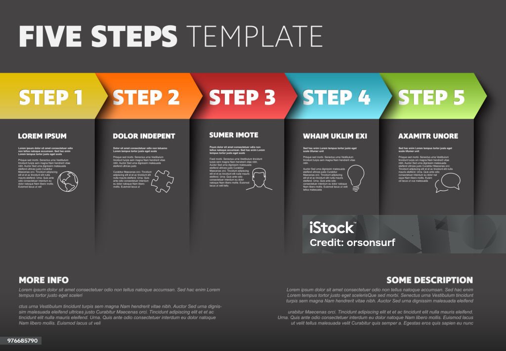 5 Point Progress Vector Progress Five Steps Template Stock Illustration - Download Image ...