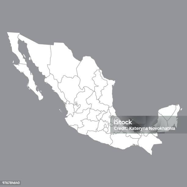 Blank Map Mexico Map Of Mexico With The Provinces High Quality Map Of Mexico On Gray Background Stock Vector Vector Illustration Eps10 Stock Illustration - Download Image Now