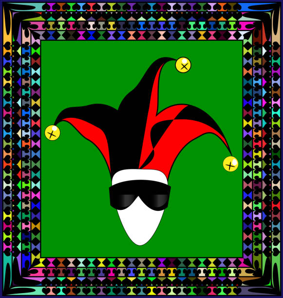 abstrakten ornament und maske jester - jester joker clown silhouette stock-grafiken, -clipart, -cartoons und -symbole