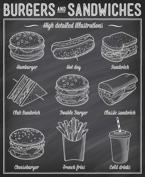 fast-food-illustrationen - hamburger schnellgericht stock-grafiken, -clipart, -cartoons und -symbole