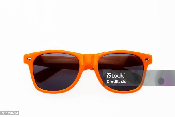 Orange Sunglasses On White Background Stock Photo - Download Image Now - Sunglasses, Cut Out, Eyeglasses