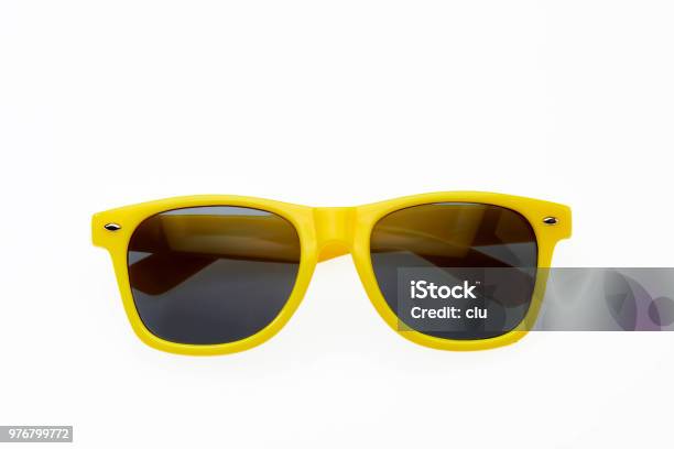Yellow Sunglasses On White Background Stock Photo - Download Image Now - Sunglasses, Yellow, White Background