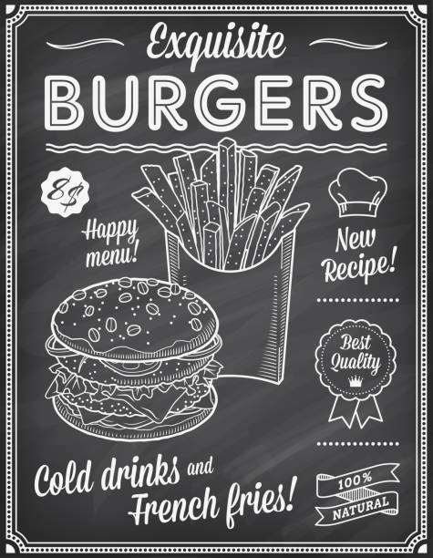 illustrations, cliparts, dessins animés et icônes de modèle de menu fast-food grunge chalkboard - club sandwich picto