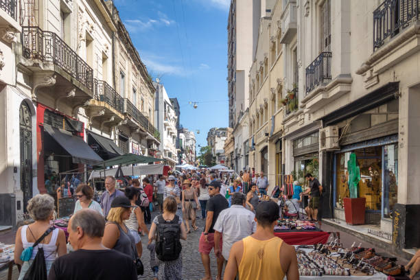 Buenos Aires, Argentina - Feb 03, 2018: Feria de San Telmo (San Telmo Market) - Buenos Aires, Argentina