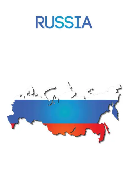 Vector illustration of national flag color in map of Russian Federation