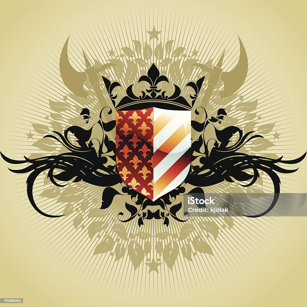 Средневековая heraldic shield - Векторная графика Без людей роялти-фри