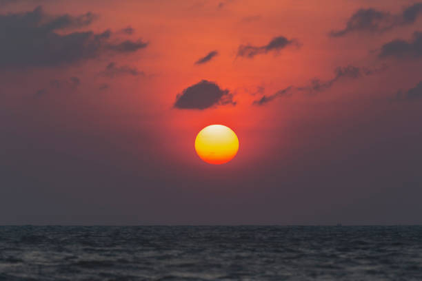 istock Set Big sun red orange and black clouds 976858578