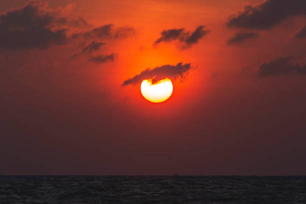 istock Set Big sun red orange and black clouds 976858840