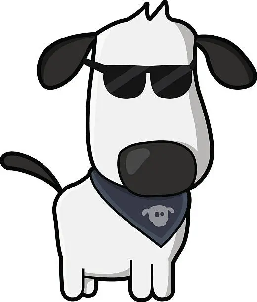 Vector illustration of Absolut Cool Dog With Sunglasses And Neckcloth / cartoon