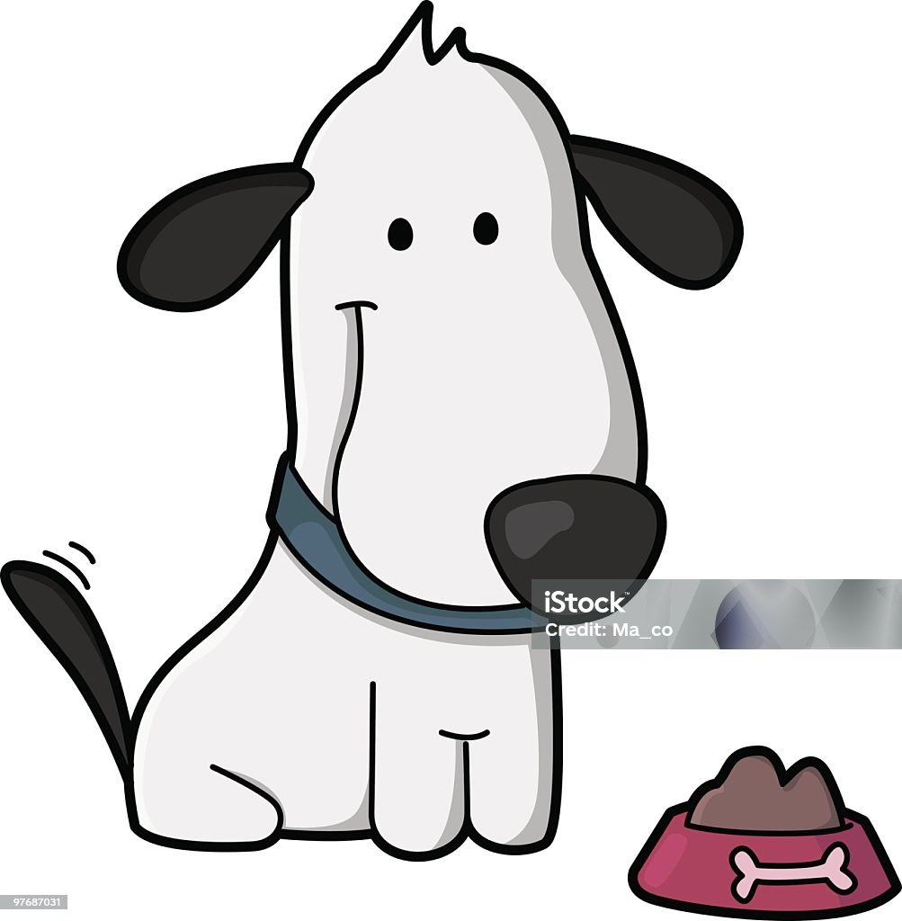 Comic/hungrig Hund mit der Fütterung Bowl - Lizenzfrei Comic - Kunstwerk Vektorgrafik