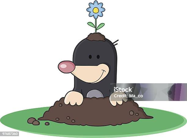Cartoon Mole With Flower Springtime Stock Illustration - Download Image Now - Mole - Animal, Yard - Grounds, Illustration