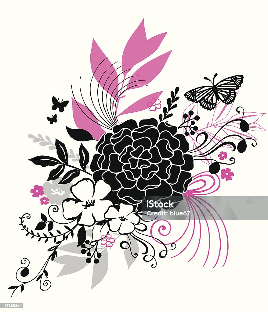 Flower and Butterfly Garden Vector  Butterfly - Insect stock vector