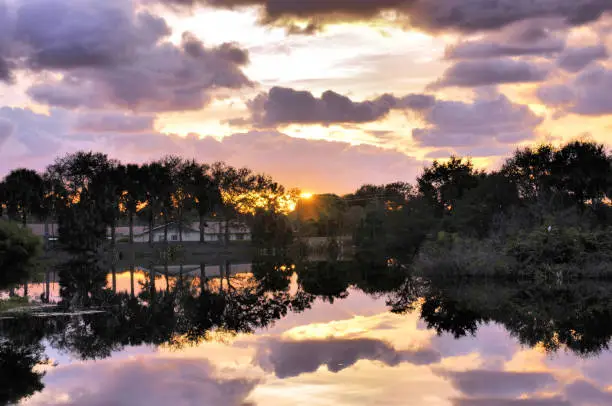Sunrise at the Wakodahatchee Wetlands in south Florida
