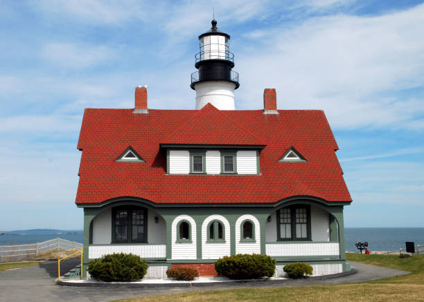 portland headlight - portland maine stock-fotos und bilder