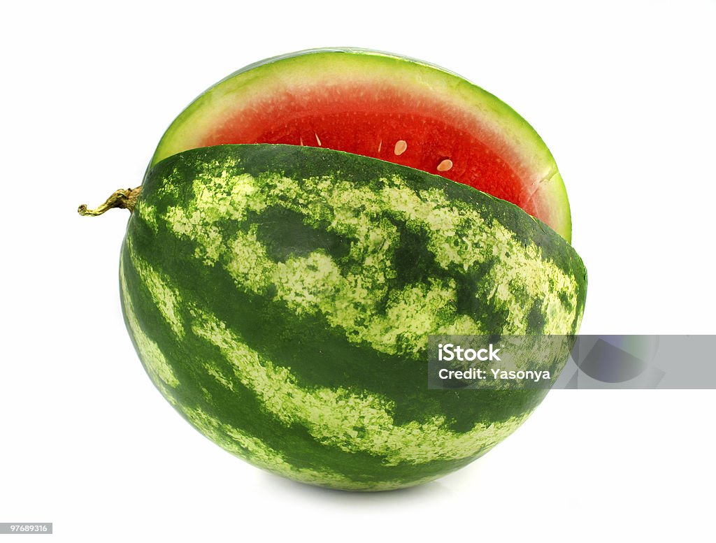 ripe fruit water-melon with cut is isolated  Berry Fruit Stock Photo