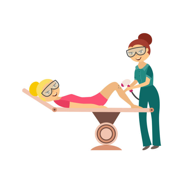 Hair Removal In Cosmetological Salon Young Woman Getting Laser Or Ipl  Epilation On Leg Stock Illustration - Download Image Now - iStock
