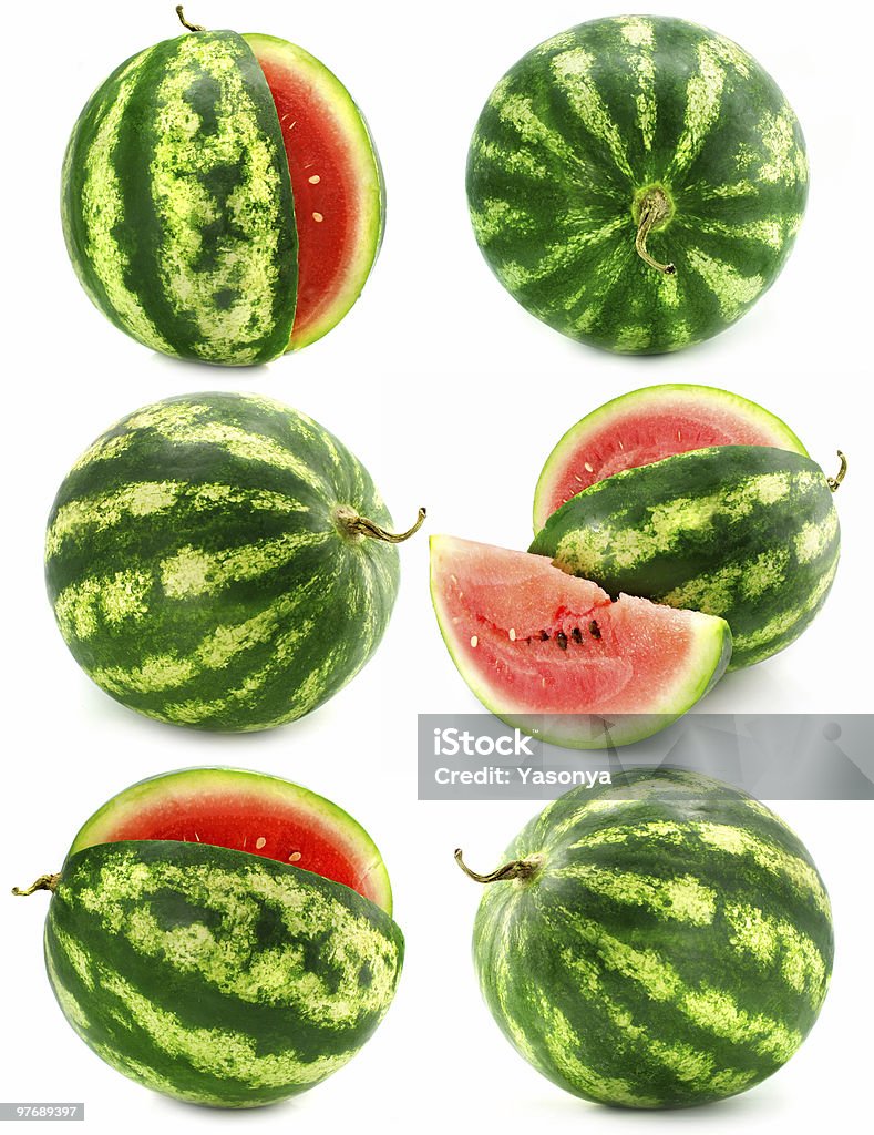 Raccolta di frutta melone di acqua isolato - Foto stock royalty-free di Alimentazione sana