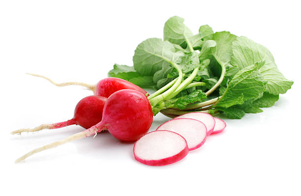 pęczek świeżego rzodkiewka z krój - radish bunch red vegetable zdjęcia i obrazy z banku zdjęć