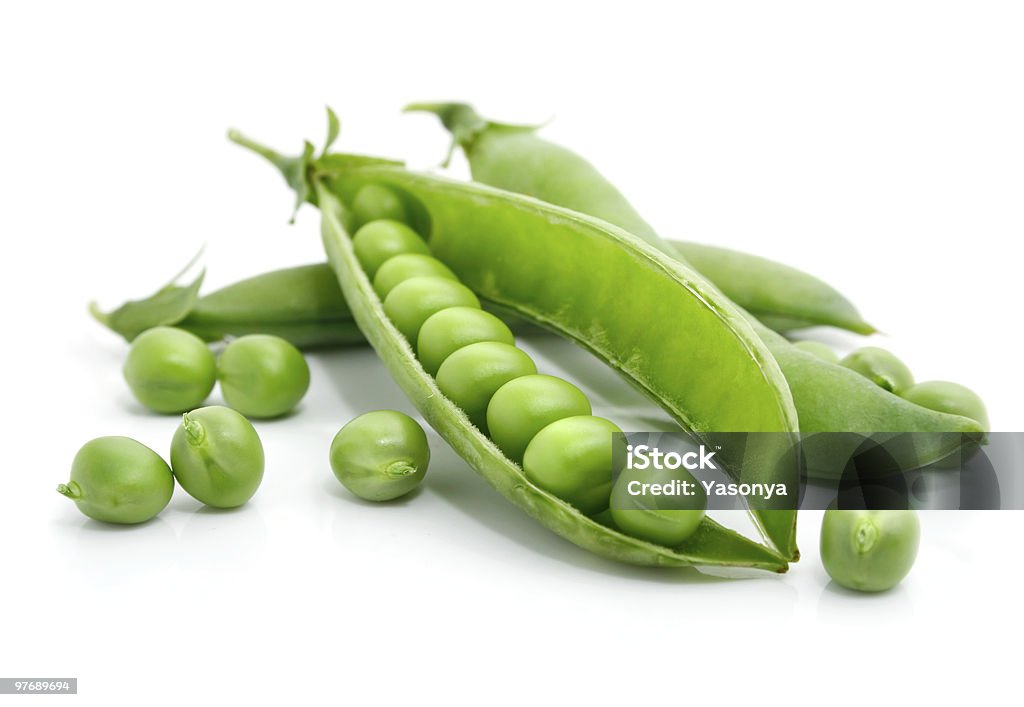 fresh green pea in the pod isolated  Color Image Stock Photo