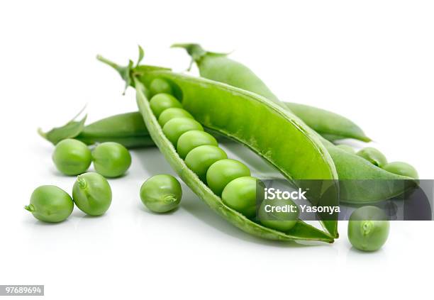 Fresh Green Pea In The Pod Isolated Stock Photo - Download Image Now - Color Image, Cut Out, Food