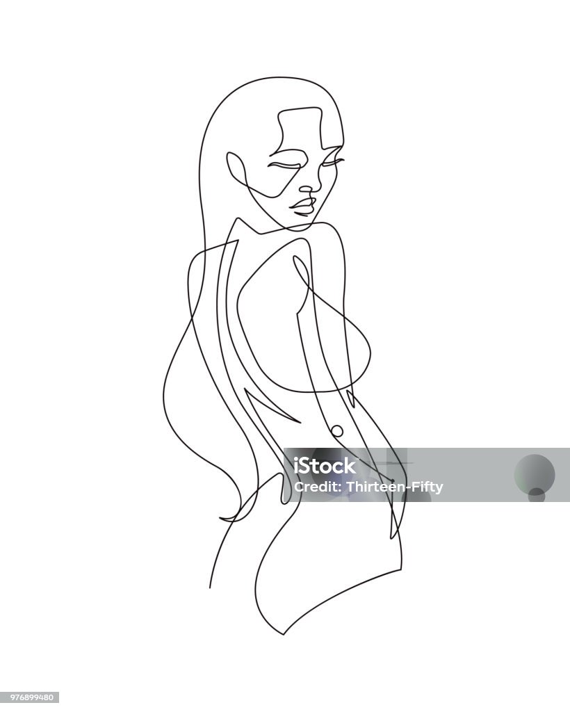 Female Figure Continuous Vector Line Art This a single continuous vector line illustrating a sensual woman female form Women stock vector