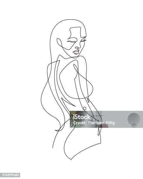 Female Figure Continuous Vector Line Art Stock Illustration - Download Image Now - Women, The Human Body, Line Art