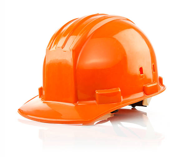 istock orange protective helmet isolated on white 97690244