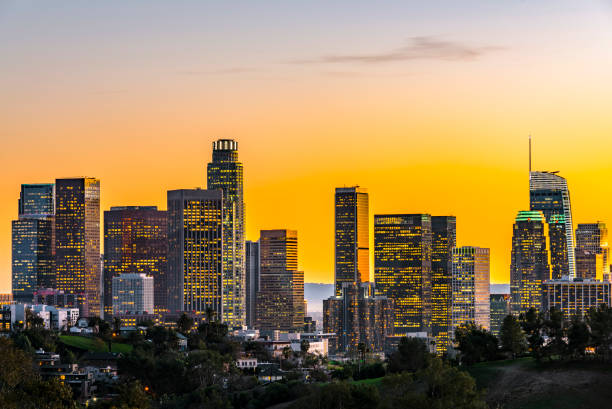 istock Los Angeles Downtown skyline at twilight 976908558